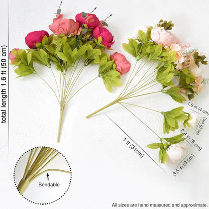 Artificial Peony Bouquet, Pink, Beige & Green Silk Flowers for Wedding Centerpieces, Bridal Bouquets & Home Decor – Spring Waltz