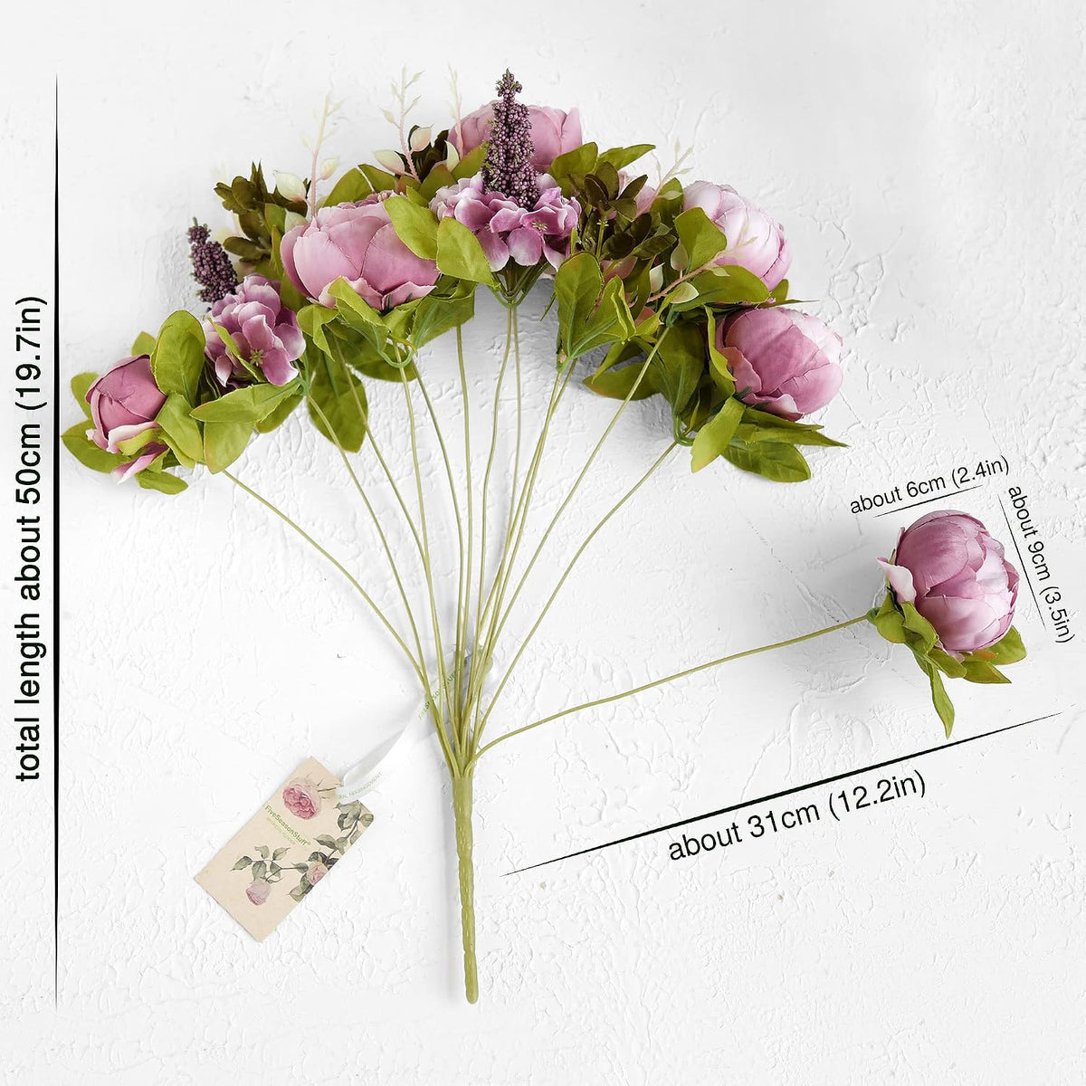 Artificial Peony Bouquet, Pink, Beige & Green Silk Flowers for Wedding Centerpieces, Bridal Bouquets & Home Decor – Spring Waltz