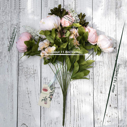 Artificial Peony Bouquet, Pink, Beige & Green Silk Flowers for Wedding Centerpieces, Bridal Bouquets & Home Decor – Spring Waltz