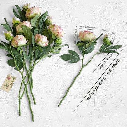 Artificial Peony Bouquet, Pink, Beige & Green Silk Flowers for Wedding Centerpieces, Bridal Bouquets & Home Decor – Spring Waltz