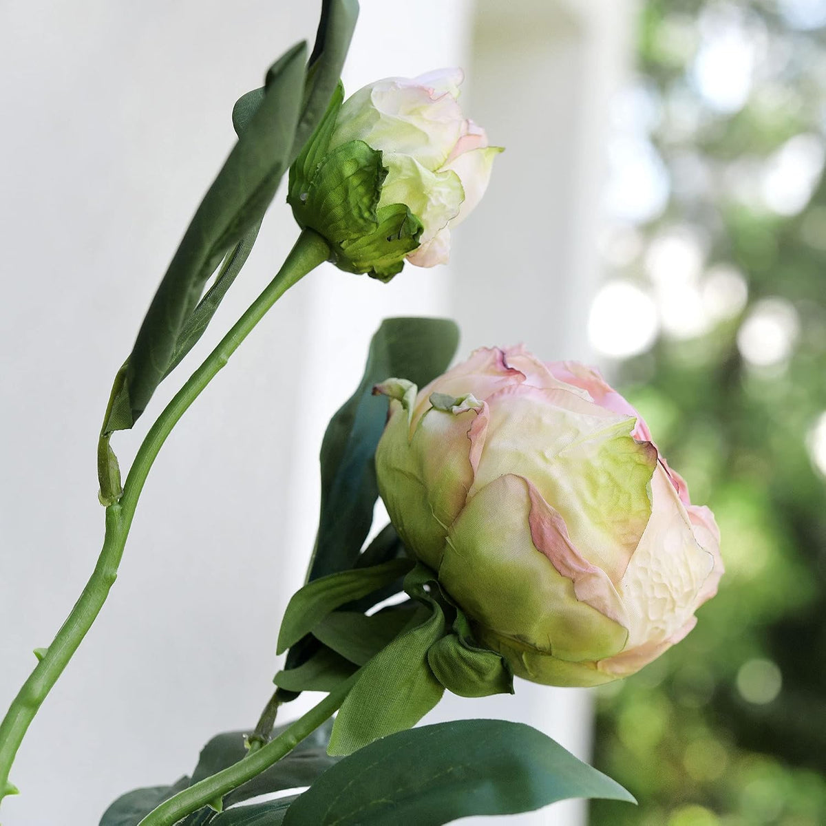 Artificial Peony Bouquet, Pink, Beige & Green Silk Flowers for Wedding Centerpieces, Bridal Bouquets & Home Decor – Spring Waltz