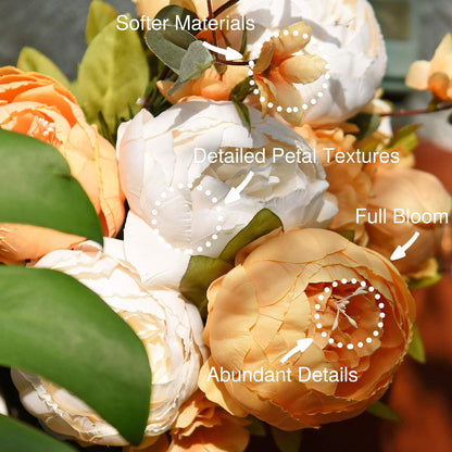 Artificial Peony Bouquet, Pink, Beige & Green Silk Flowers for Wedding Centerpieces, Bridal Bouquets & Home Decor – Spring Waltz