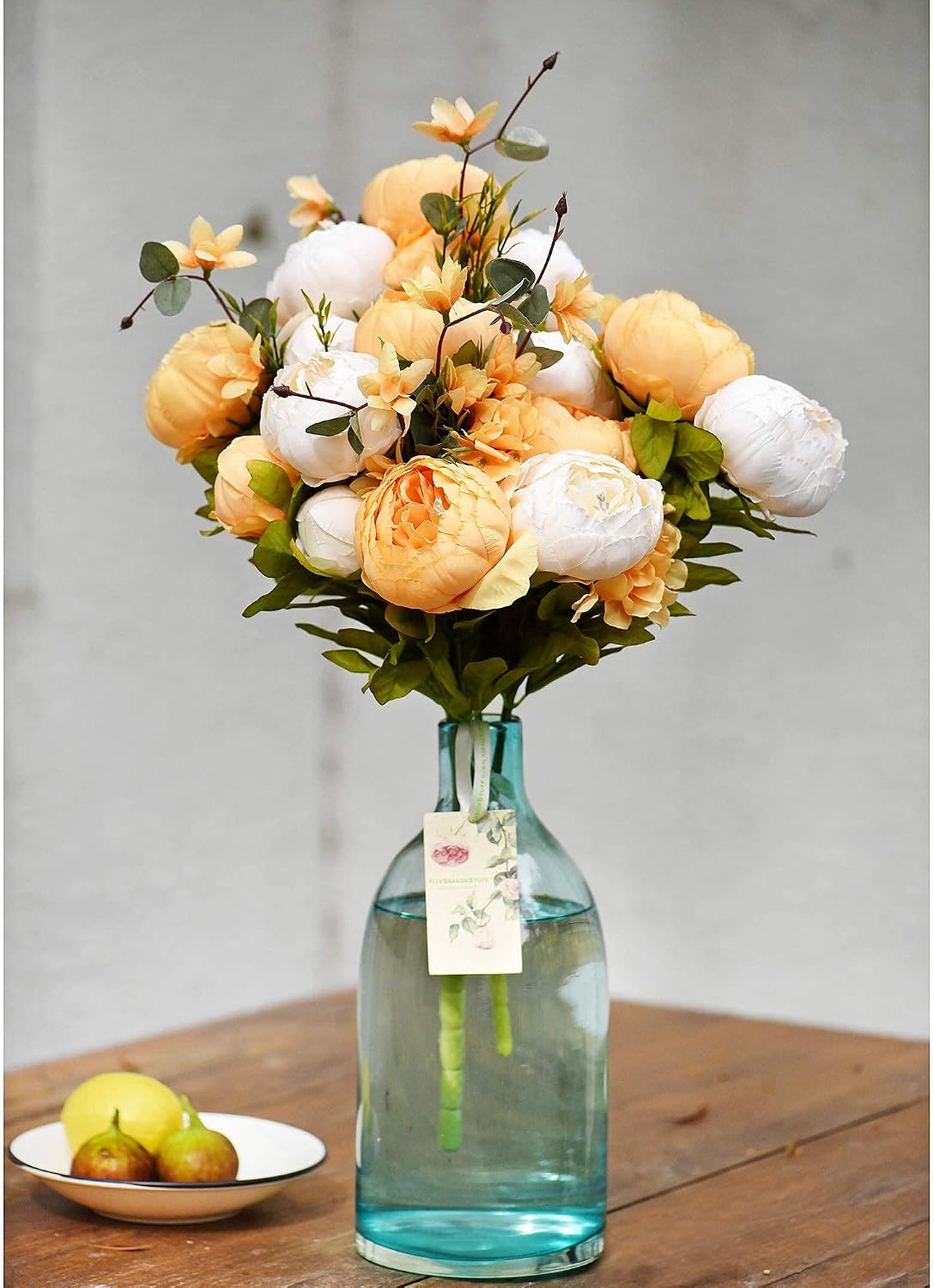 Artificial Peony Bouquet, Pink, Beige & Green Silk Flowers for Wedding Centerpieces, Bridal Bouquets & Home Decor – Spring Waltz
