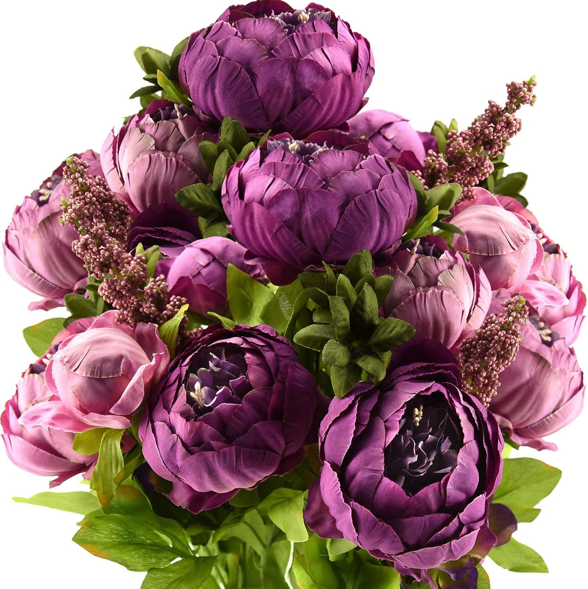 Artificial Peony Bouquet, Pink, Beige & Green Silk Flowers for Wedding Centerpieces, Bridal Bouquets & Home Decor – Spring Waltz
