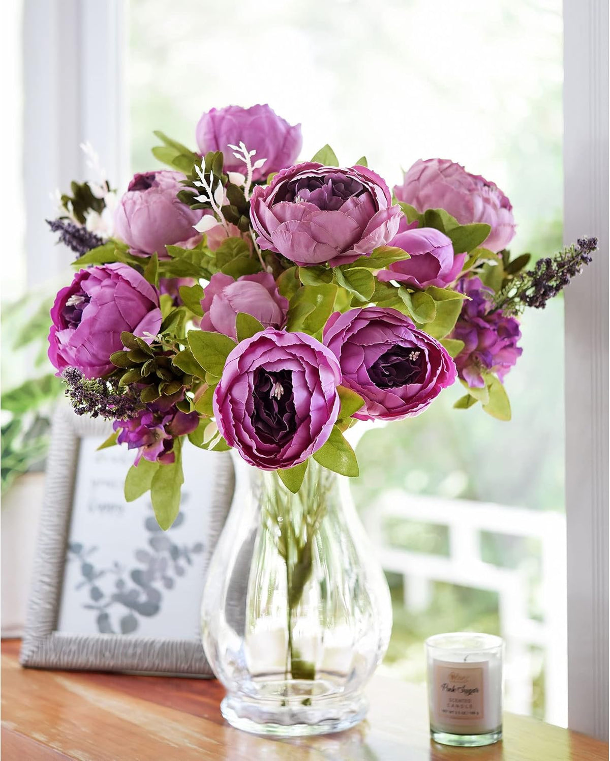 Artificial Peony Bouquet, Pink, Beige & Green Silk Flowers for Wedding Centerpieces, Bridal Bouquets & Home Decor – Spring Waltz