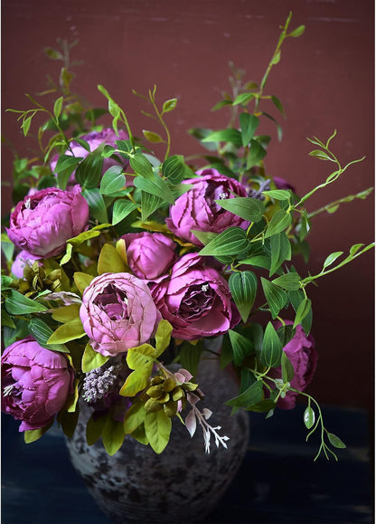 Artificial Peony Bouquet, Pink, Beige & Green Silk Flowers for Wedding Centerpieces, Bridal Bouquets & Home Decor – Spring Waltz