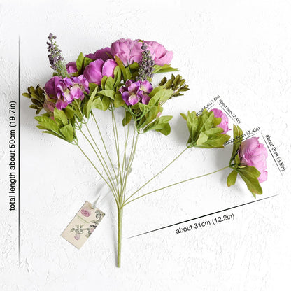 Artificial Peony Bouquet, Pink, Beige & Green Silk Flowers for Wedding Centerpieces, Bridal Bouquets & Home Decor – Spring Waltz