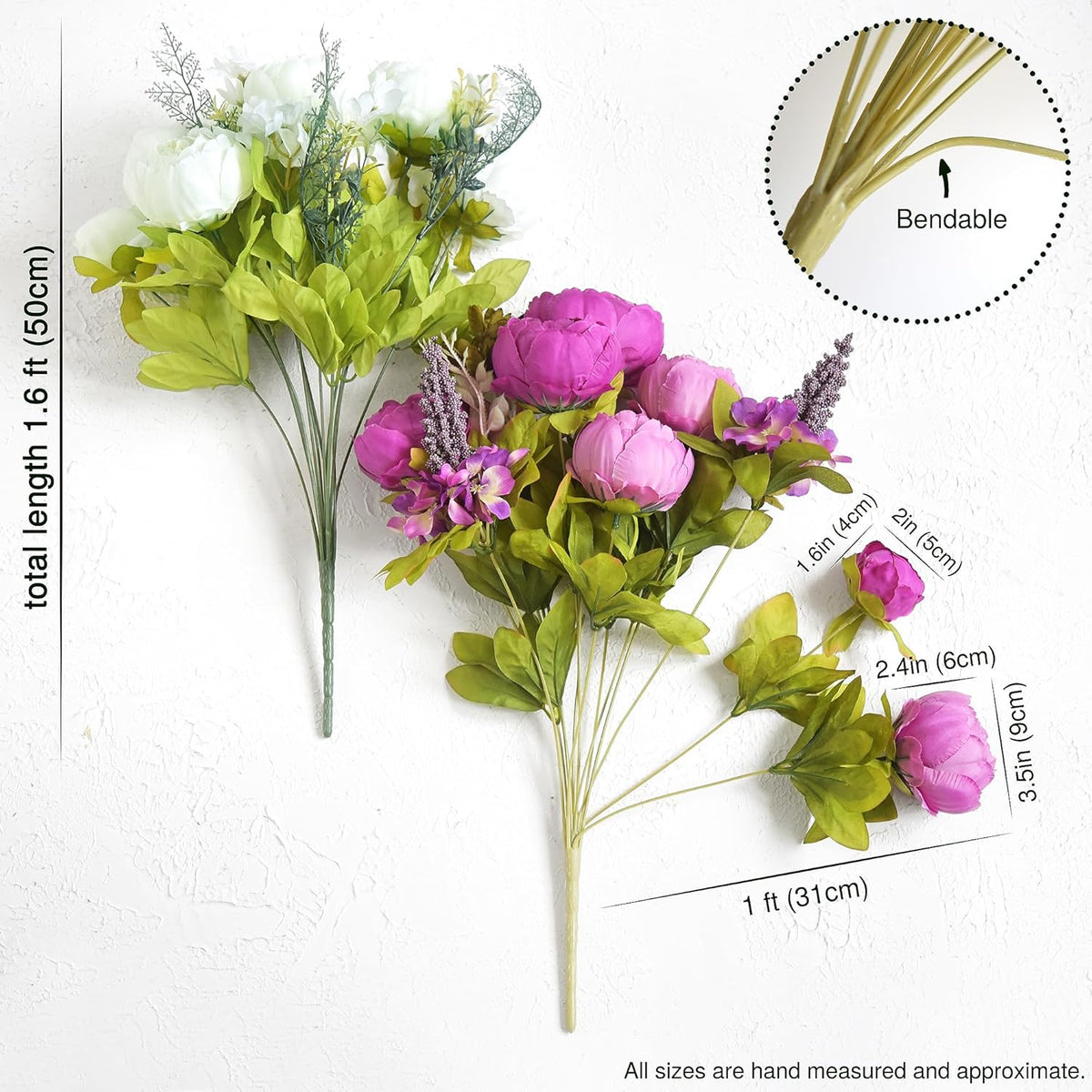 Artificial Peony Bouquet, Pink, Beige & Green Silk Flowers for Wedding Centerpieces, Bridal Bouquets & Home Decor – Spring Waltz