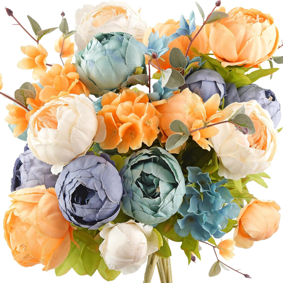 Artificial Peony Bouquet, Pink, Beige & Green Silk Flowers for Wedding Centerpieces, Bridal Bouquets & Home Decor – Spring Waltz