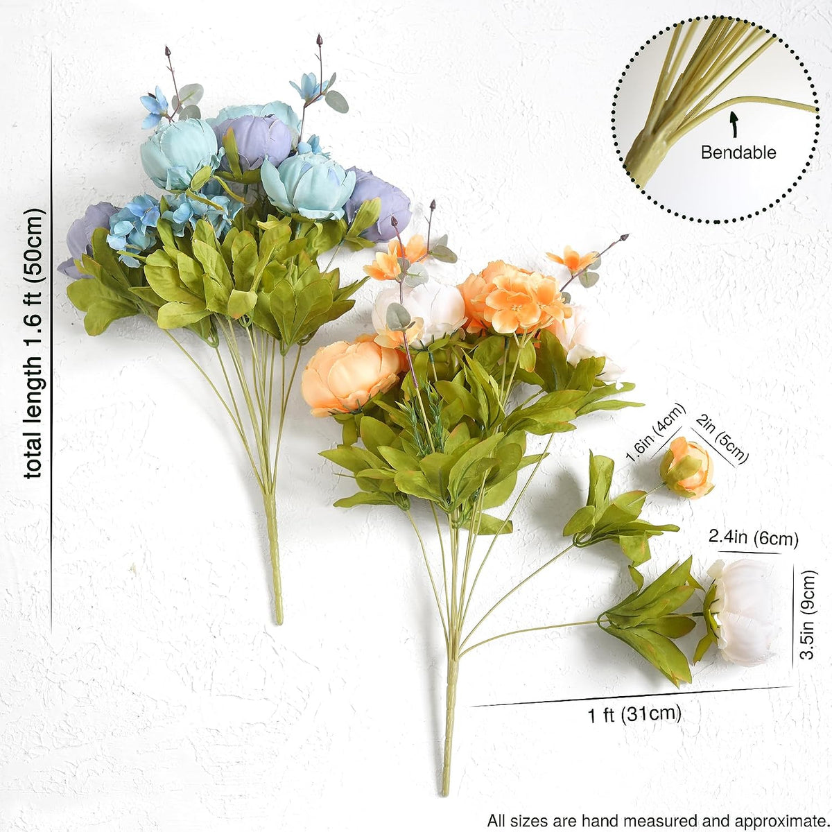 Artificial Peony Bouquet, Pink, Beige & Green Silk Flowers for Wedding Centerpieces, Bridal Bouquets & Home Decor – Spring Waltz