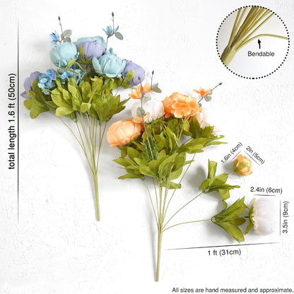 Artificial Peony Bouquet, Pink, Beige & Green Silk Flowers for Wedding Centerpieces, Bridal Bouquets & Home Decor – Spring Waltz