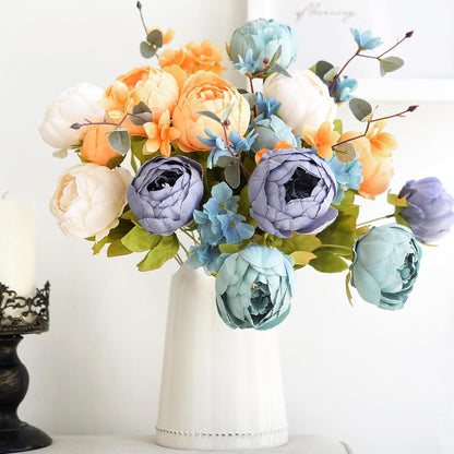 Artificial Peony Bouquet, Pink, Beige & Green Silk Flowers for Wedding Centerpieces, Bridal Bouquets & Home Decor – Spring Waltz