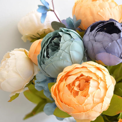 Artificial Peony Bouquet, Pink, Beige & Green Silk Flowers for Wedding Centerpieces, Bridal Bouquets & Home Decor – Spring Waltz
