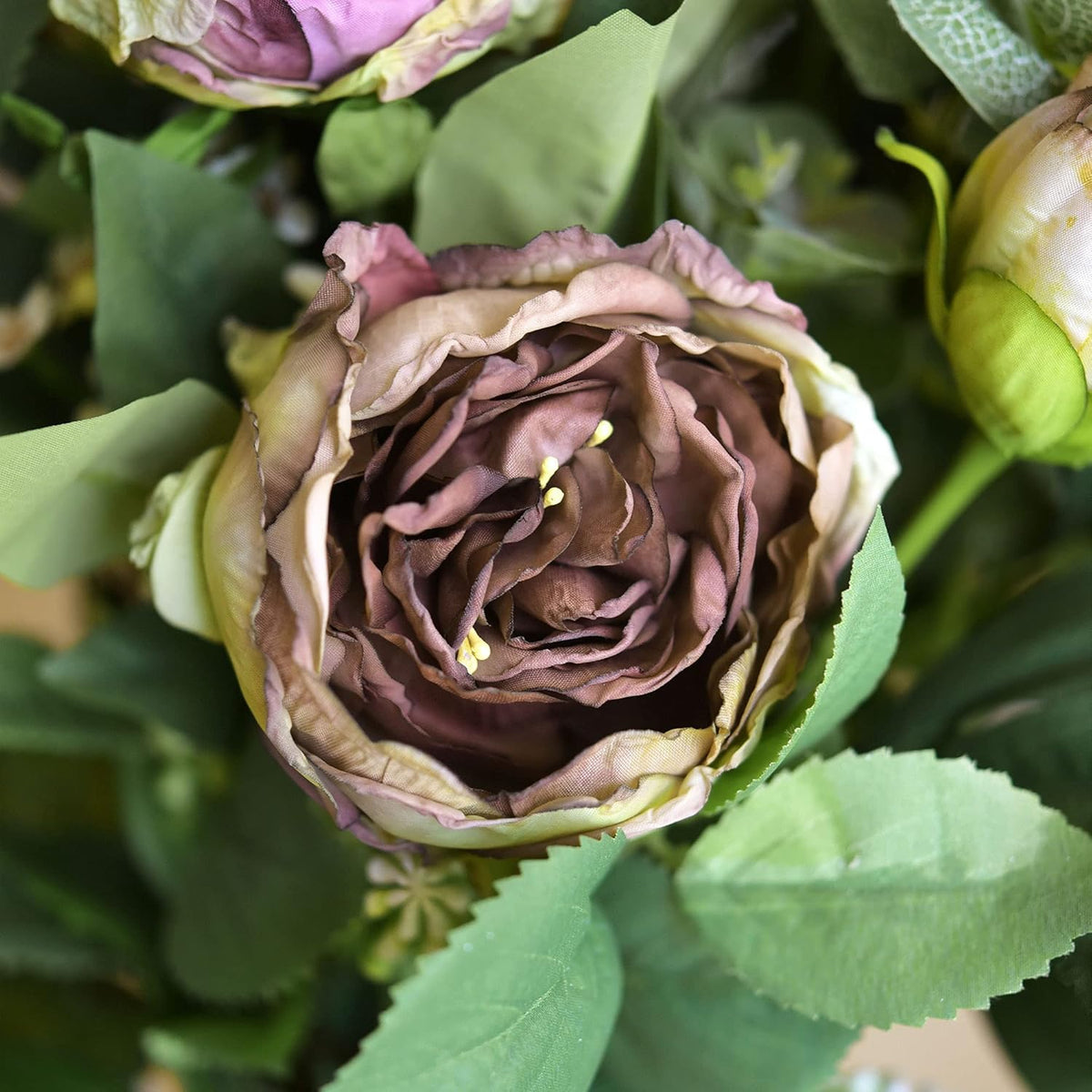 Artificial Peony Bouquet, Pink, Beige & Green Silk Flowers for Wedding Centerpieces, Bridal Bouquets & Home Decor – Spring Waltz