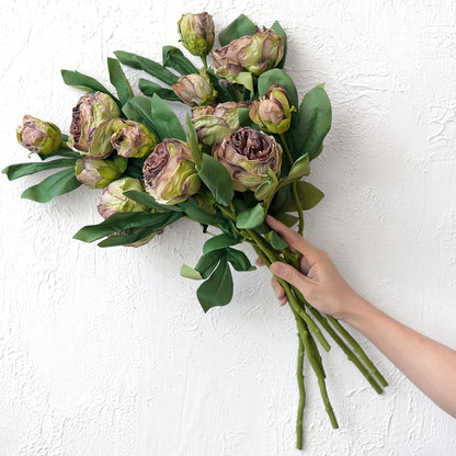 Artificial Peony Bouquet, Pink, Beige & Green Silk Flowers for Wedding Centerpieces, Bridal Bouquets & Home Decor – Spring Waltz
