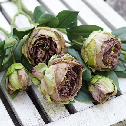 Artificial Peony Bouquet, Pink, Beige & Green Silk Flowers for Wedding Centerpieces, Bridal Bouquets & Home Decor – Spring Waltz