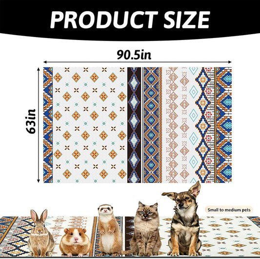 91" X 63" Extra Large Bunny Cage Liner Washable Guinea Pig Mat Large Animals Mats Animal Pads for Floor Indoor Rabbit Carpet for Chinchillas Cats Ferrets Dogs（Light Brown）