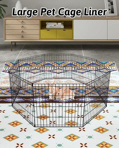 91" X 63" Extra Large Bunny Cage Liner Washable Guinea Pig Mat Large Animals Mats Animal Pads for Floor Indoor Rabbit Carpet for Chinchillas Cats Ferrets Dogs（Light Brown）