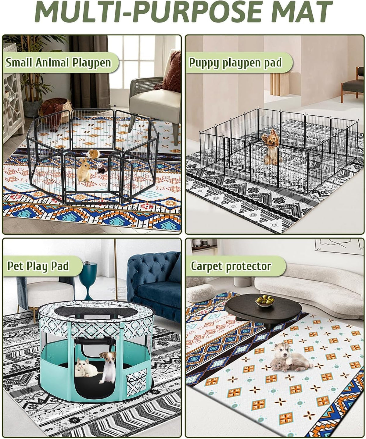 91" X 63" Extra Large Bunny Cage Liner Washable Guinea Pig Mat Large Animals Mats Animal Pads for Floor Indoor Rabbit Carpet for Chinchillas Cats Ferrets Dogs（Light Brown）