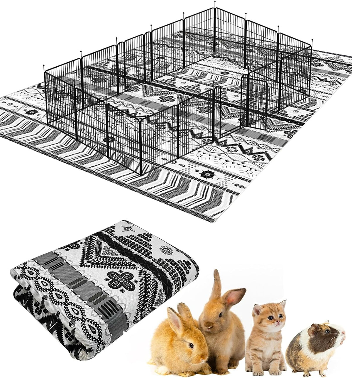 91" X 63" Extra Large Bunny Cage Liner Washable Guinea Pig Mat Large Animals Mats Animal Pads for Floor Indoor Rabbit Carpet for Chinchillas Cats Ferrets Dogs（Light Brown）