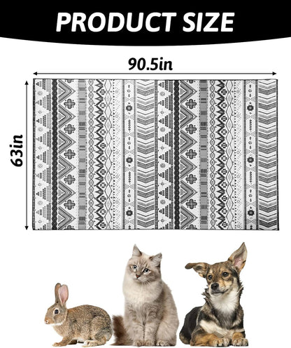 91" X 63" Extra Large Bunny Cage Liner Washable Guinea Pig Mat Large Animals Mats Animal Pads for Floor Indoor Rabbit Carpet for Chinchillas Cats Ferrets Dogs（Light Brown）