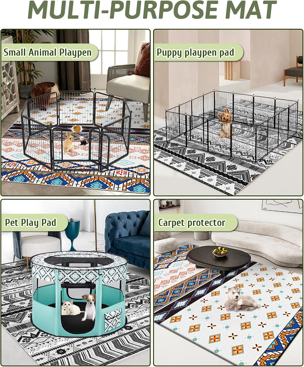 91" X 63" Extra Large Bunny Cage Liner Washable Guinea Pig Mat Large Animals Mats Animal Pads for Floor Indoor Rabbit Carpet for Chinchillas Cats Ferrets Dogs（Light Brown）