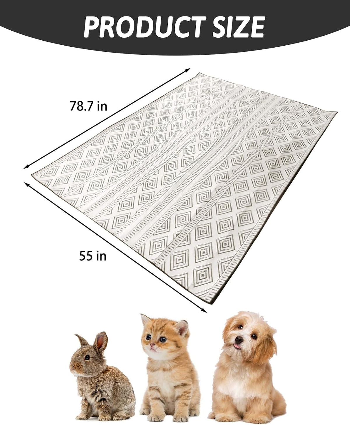91" X 63" Extra Large Bunny Cage Liner Washable Guinea Pig Mat Large Animals Mats Animal Pads for Floor Indoor Rabbit Carpet for Chinchillas Cats Ferrets Dogs（Light Brown）