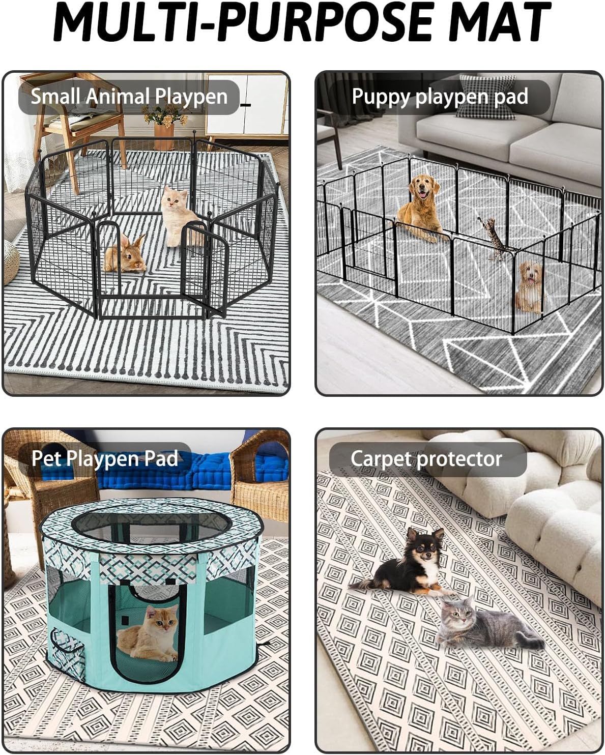 91" X 63" Extra Large Bunny Cage Liner Washable Guinea Pig Mat Large Animals Mats Animal Pads for Floor Indoor Rabbit Carpet for Chinchillas Cats Ferrets Dogs（Light Brown）