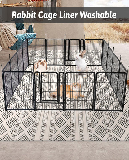 91" X 63" Extra Large Bunny Cage Liner Washable Guinea Pig Mat Large Animals Mats Animal Pads for Floor Indoor Rabbit Carpet for Chinchillas Cats Ferrets Dogs（Light Brown）