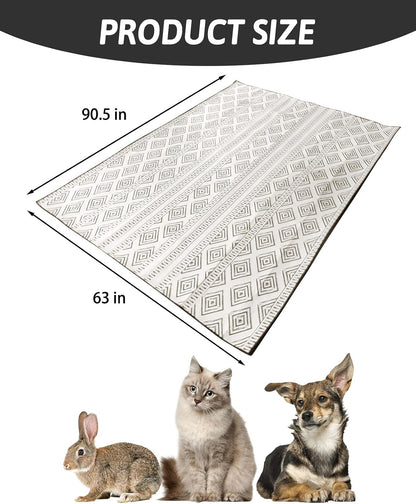 91" X 63" Extra Large Bunny Cage Liner Washable Guinea Pig Mat Large Animals Mats Animal Pads for Floor Indoor Rabbit Carpet for Chinchillas Cats Ferrets Dogs（Light Brown）