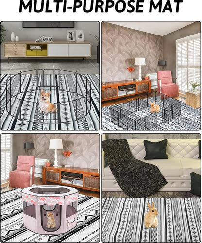 91" X 63" Extra Large Bunny Cage Liner Washable Guinea Pig Mat Large Animals Mats Animal Pads for Floor Indoor Rabbit Carpet for Chinchillas Cats Ferrets Dogs（Light Brown）