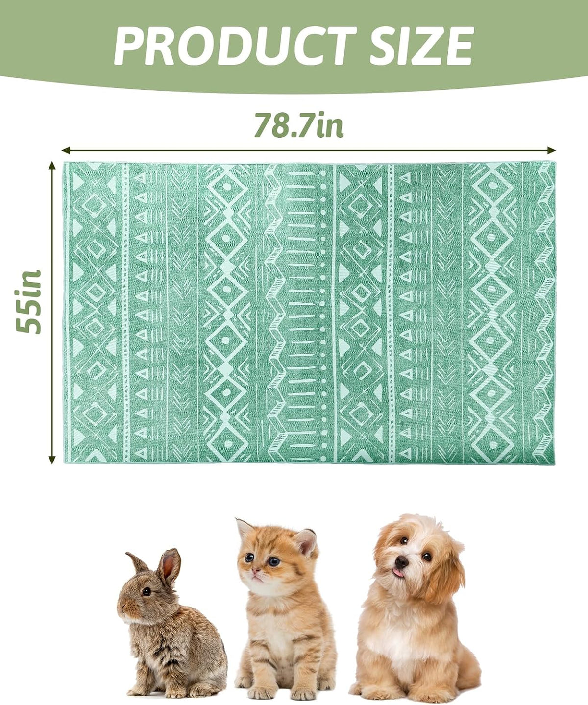91" X 63" Extra Large Bunny Cage Liner Washable Guinea Pig Mat Large Animals Mats Animal Pads for Floor Indoor Rabbit Carpet for Chinchillas Cats Ferrets Dogs（Light Brown）