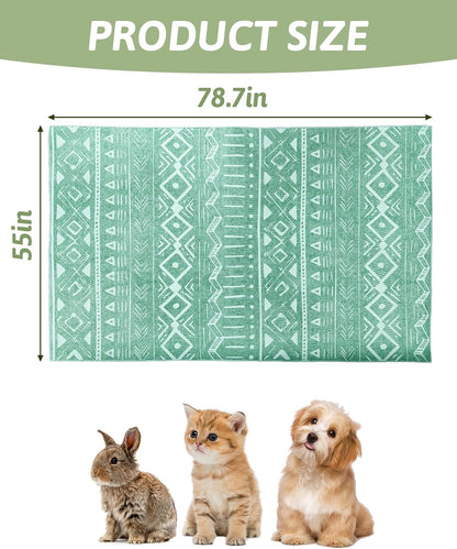 91" X 63" Extra Large Bunny Cage Liner Washable Guinea Pig Mat Large Animals Mats Animal Pads for Floor Indoor Rabbit Carpet for Chinchillas Cats Ferrets Dogs（Light Brown）