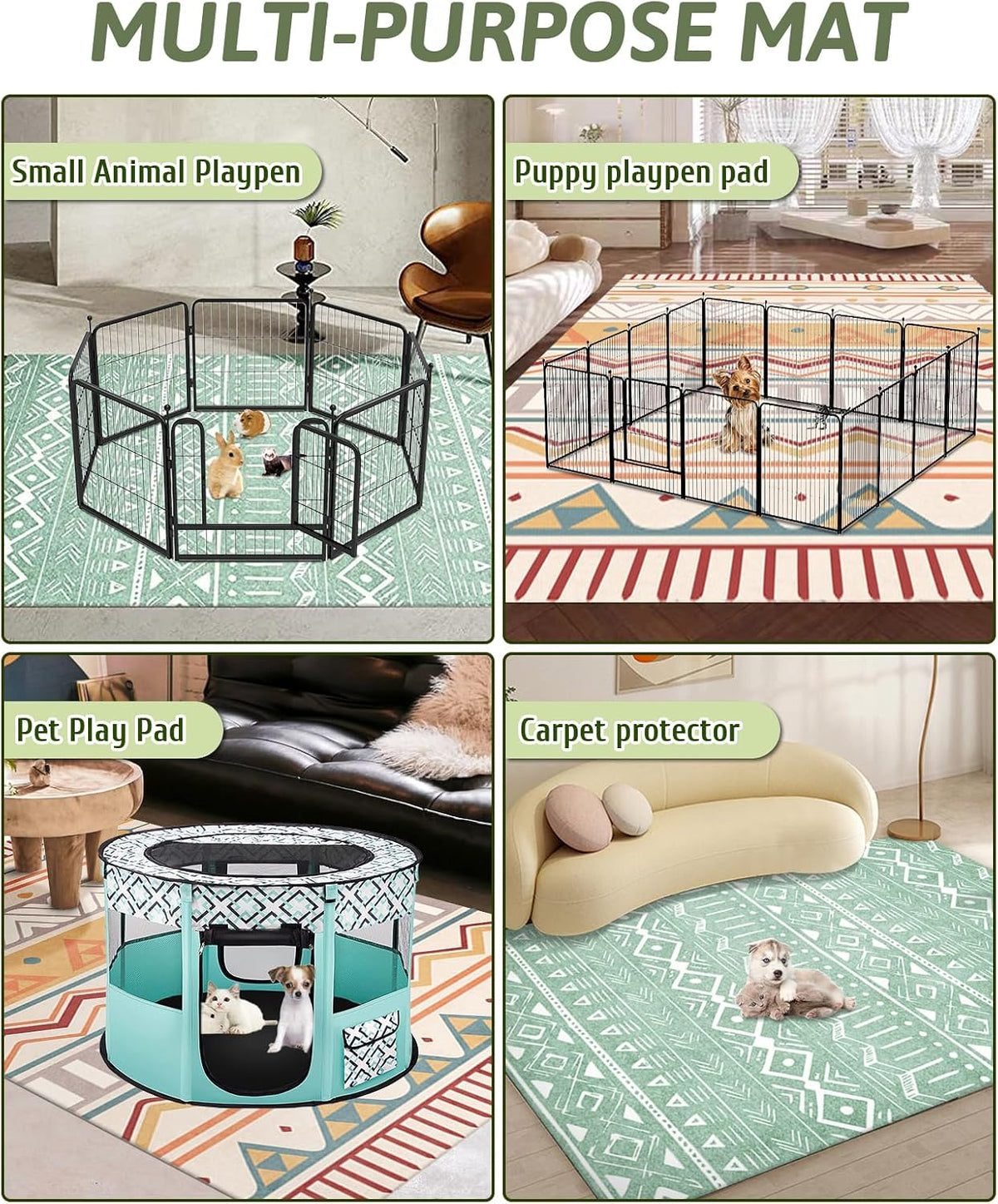 91" X 63" Extra Large Bunny Cage Liner Washable Guinea Pig Mat Large Animals Mats Animal Pads for Floor Indoor Rabbit Carpet for Chinchillas Cats Ferrets Dogs（Light Brown）