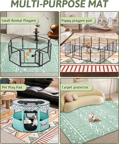 91" X 63" Extra Large Bunny Cage Liner Washable Guinea Pig Mat Large Animals Mats Animal Pads for Floor Indoor Rabbit Carpet for Chinchillas Cats Ferrets Dogs（Light Brown）