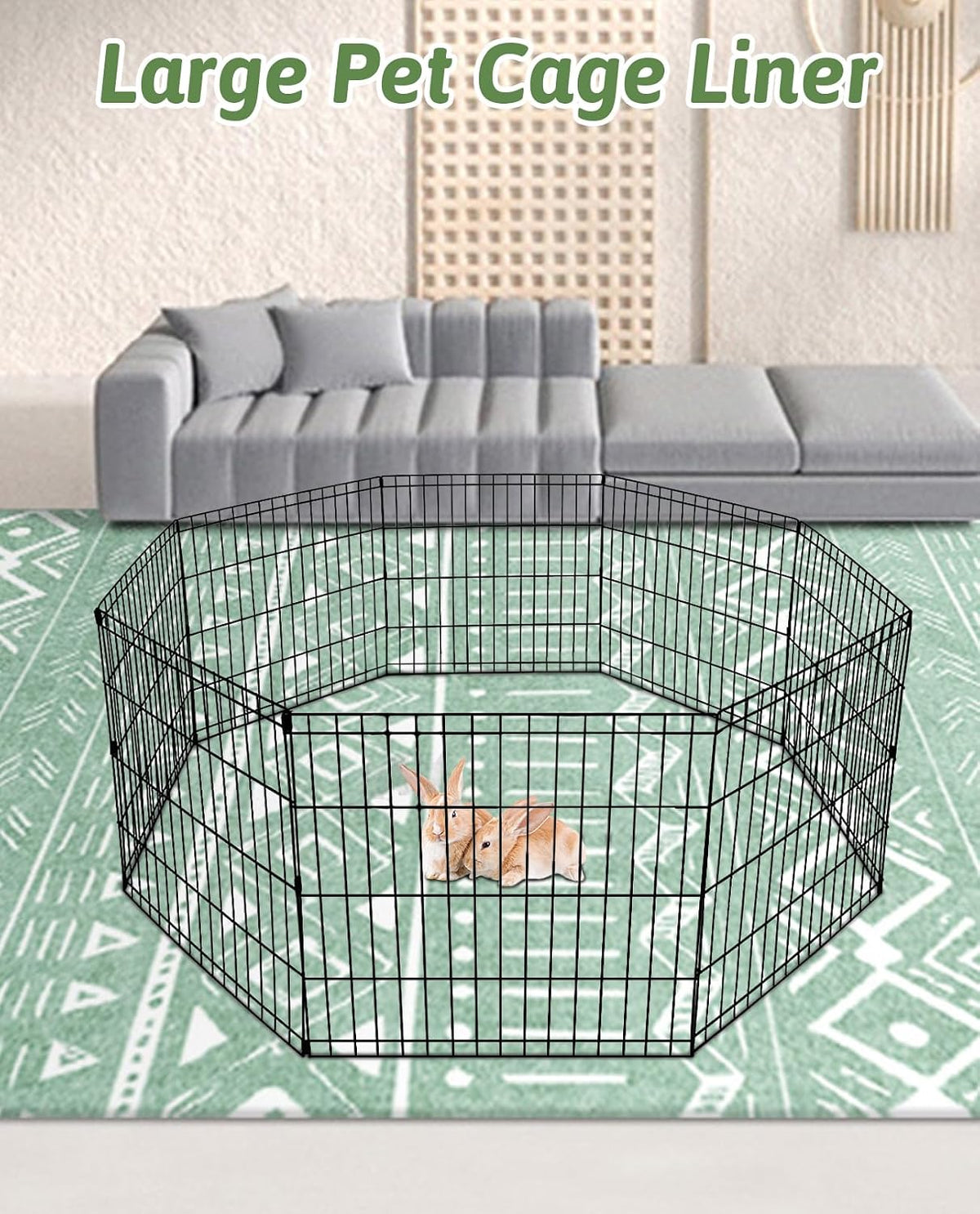 91" X 63" Extra Large Bunny Cage Liner Washable Guinea Pig Mat Large Animals Mats Animal Pads for Floor Indoor Rabbit Carpet for Chinchillas Cats Ferrets Dogs（Light Brown）