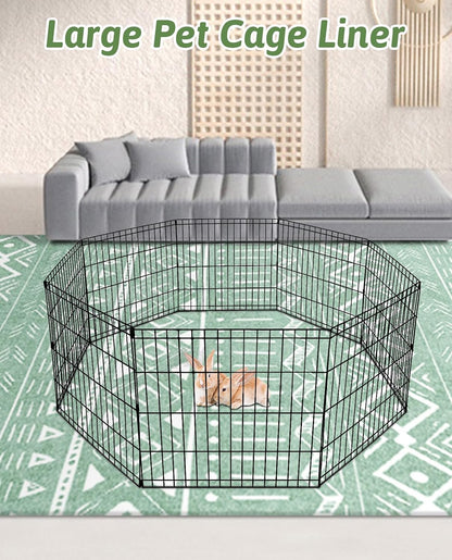 91" X 63" Extra Large Bunny Cage Liner Washable Guinea Pig Mat Large Animals Mats Animal Pads for Floor Indoor Rabbit Carpet for Chinchillas Cats Ferrets Dogs（Light Brown）