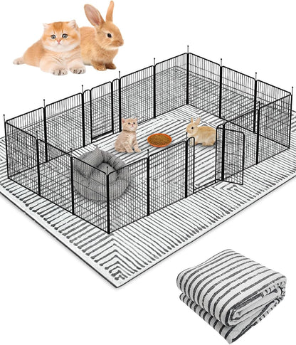 91" X 63" Extra Large Bunny Cage Liner Washable Guinea Pig Mat Large Animals Mats Animal Pads for Floor Indoor Rabbit Carpet for Chinchillas Cats Ferrets Dogs（Light Brown）