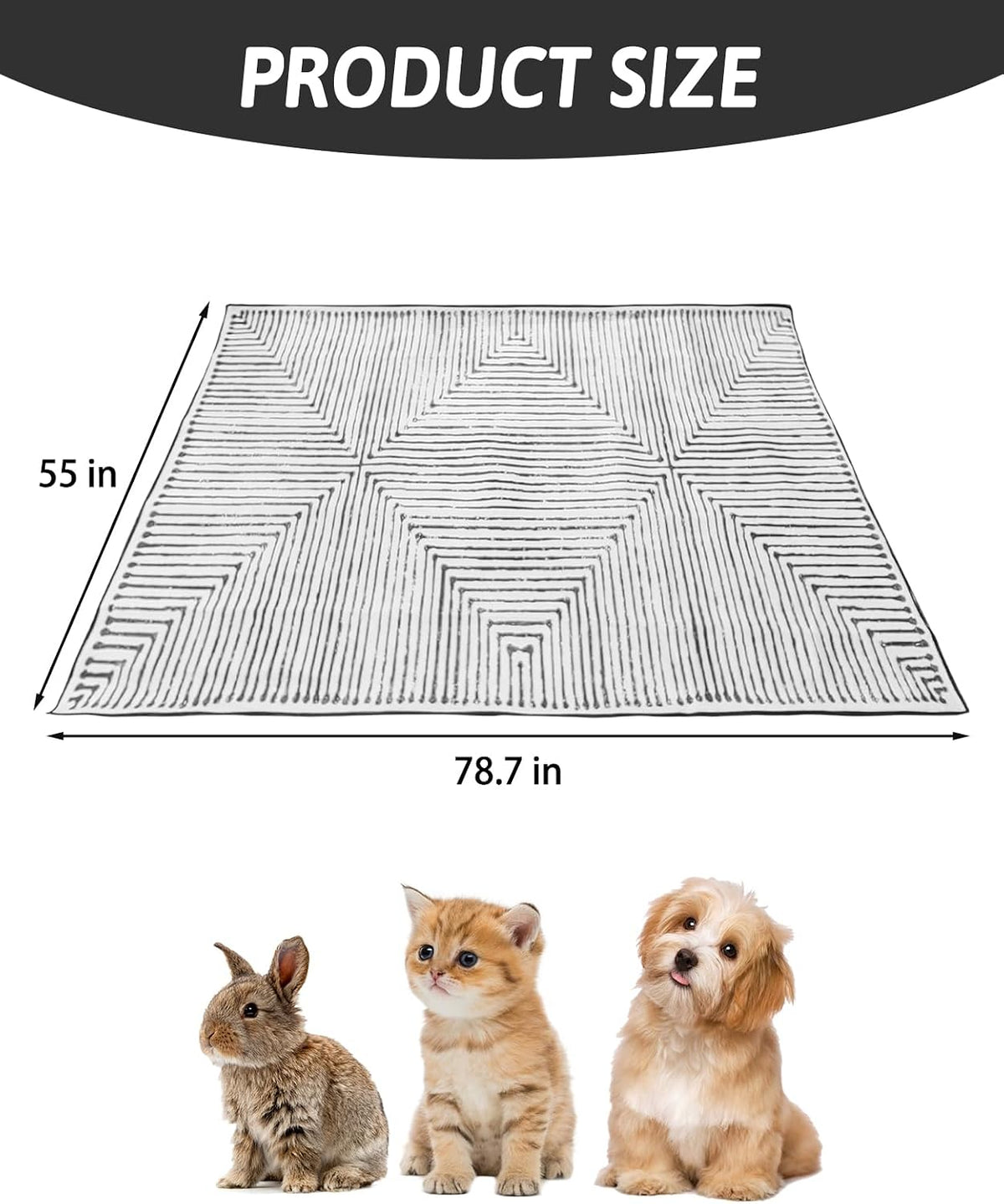 91" X 63" Extra Large Bunny Cage Liner Washable Guinea Pig Mat Large Animals Mats Animal Pads for Floor Indoor Rabbit Carpet for Chinchillas Cats Ferrets Dogs（Light Brown）