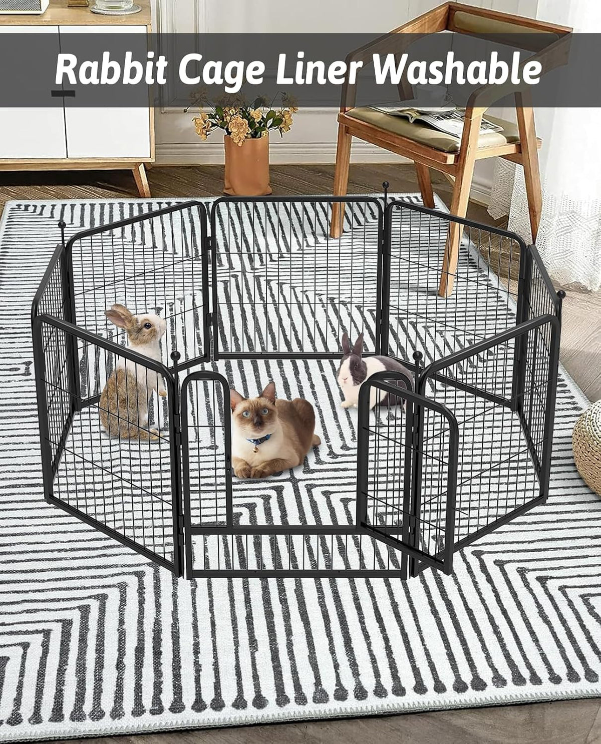 91" X 63" Extra Large Bunny Cage Liner Washable Guinea Pig Mat Large Animals Mats Animal Pads for Floor Indoor Rabbit Carpet for Chinchillas Cats Ferrets Dogs（Light Brown）