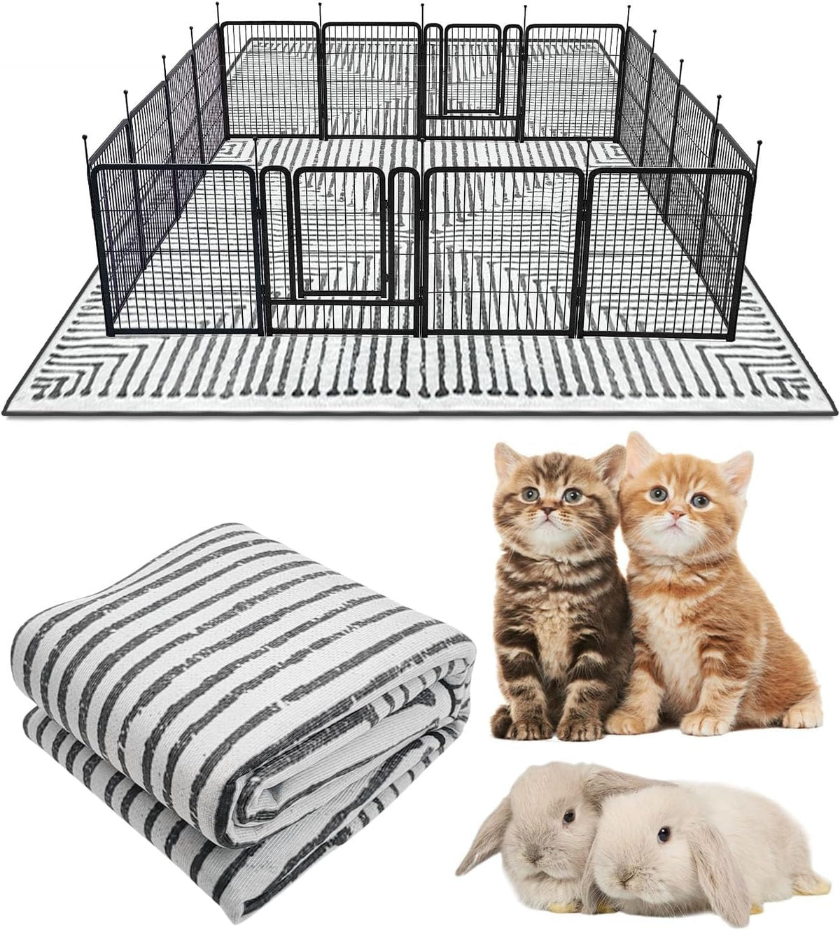 91" X 63" Extra Large Bunny Cage Liner Washable Guinea Pig Mat Large Animals Mats Animal Pads for Floor Indoor Rabbit Carpet for Chinchillas Cats Ferrets Dogs（Light Brown）
