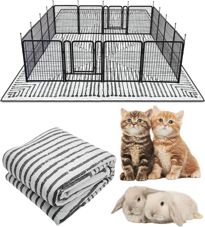 91" X 63" Extra Large Bunny Cage Liner Washable Guinea Pig Mat Large Animals Mats Animal Pads for Floor Indoor Rabbit Carpet for Chinchillas Cats Ferrets Dogs（Light Brown）