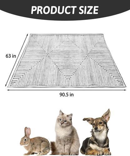 91" X 63" Extra Large Bunny Cage Liner Washable Guinea Pig Mat Large Animals Mats Animal Pads for Floor Indoor Rabbit Carpet for Chinchillas Cats Ferrets Dogs（Light Brown）
