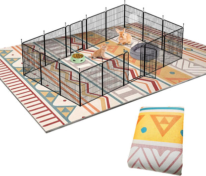 91" X 63" Extra Large Bunny Cage Liner Washable Guinea Pig Mat Large Animals Mats Animal Pads for Floor Indoor Rabbit Carpet for Chinchillas Cats Ferrets Dogs（Light Brown）