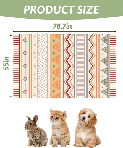 91" X 63" Extra Large Bunny Cage Liner Washable Guinea Pig Mat Large Animals Mats Animal Pads for Floor Indoor Rabbit Carpet for Chinchillas Cats Ferrets Dogs（Light Brown）