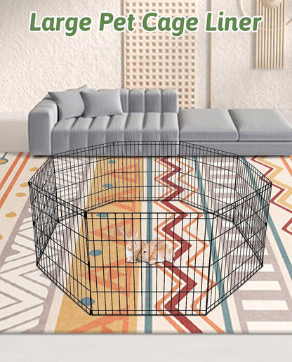 91" X 63" Extra Large Bunny Cage Liner Washable Guinea Pig Mat Large Animals Mats Animal Pads for Floor Indoor Rabbit Carpet for Chinchillas Cats Ferrets Dogs（Light Brown）