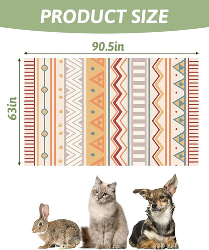 91" X 63" Extra Large Bunny Cage Liner Washable Guinea Pig Mat Large Animals Mats Animal Pads for Floor Indoor Rabbit Carpet for Chinchillas Cats Ferrets Dogs（Light Brown）