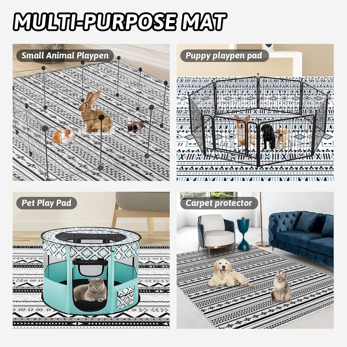 91" X 63" Extra Large Bunny Cage Liner Washable Guinea Pig Mat Large Animals Mats Animal Pads for Floor Indoor Rabbit Carpet for Chinchillas Cats Ferrets Dogs（Light Brown）