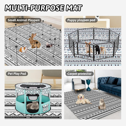 91" X 63" Extra Large Bunny Cage Liner Washable Guinea Pig Mat Large Animals Mats Animal Pads for Floor Indoor Rabbit Carpet for Chinchillas Cats Ferrets Dogs（Light Brown）