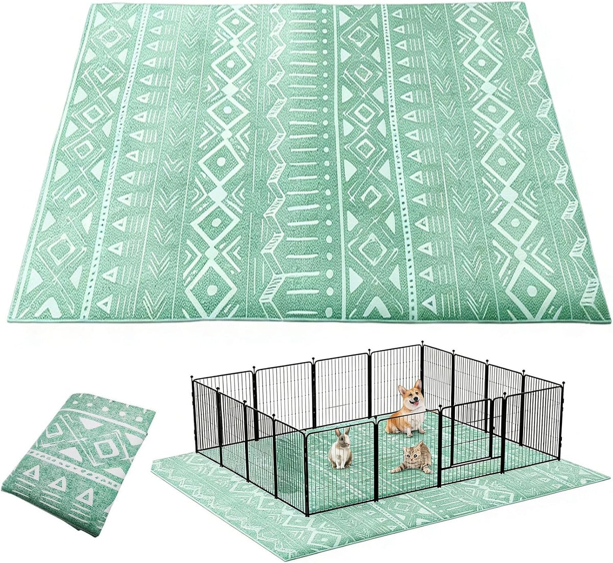 91" X 63" Extra Large Bunny Cage Liner Washable Guinea Pig Mat Large Animals Mats Animal Pads for Floor Indoor Rabbit Carpet for Chinchillas Cats Ferrets Dogs（Light Brown）